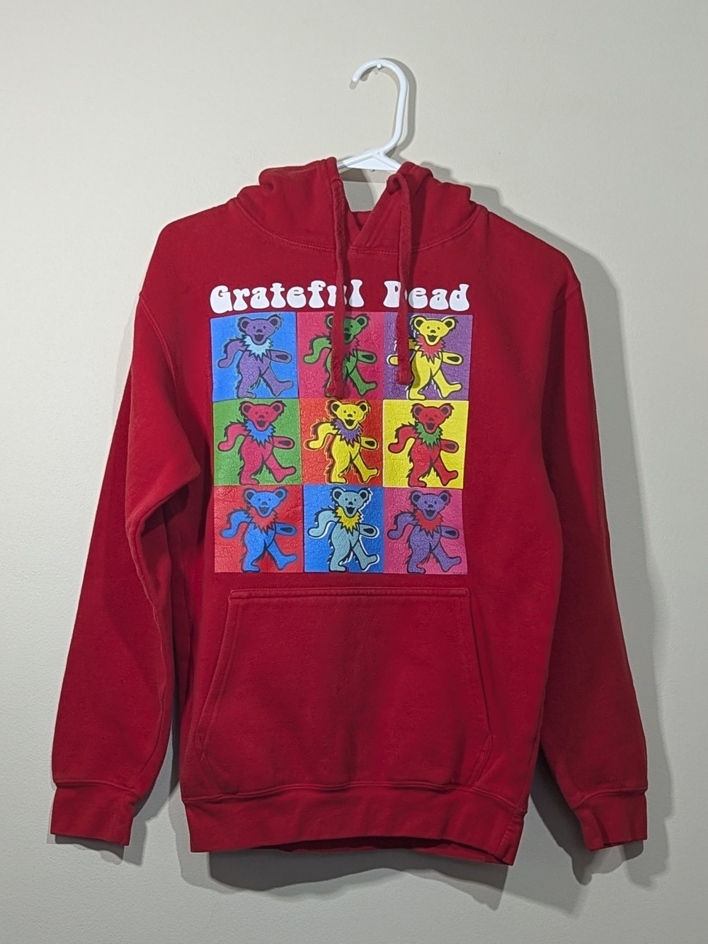 Grateful Dead Red Hoodie with Colorful Dancing Bears